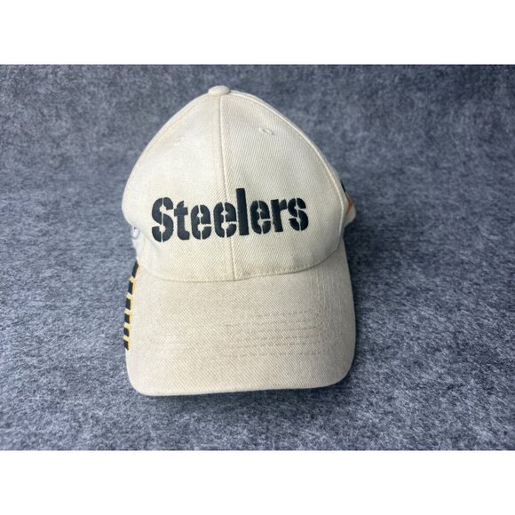 Vintage 90s NFL Pro Line Hat Adult Strap Back Pittsburg Steelers Football White - Picture 1 of 6